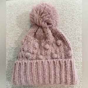 J. Crew Dusty Pink Women Knit Beanie with Pom-Pom